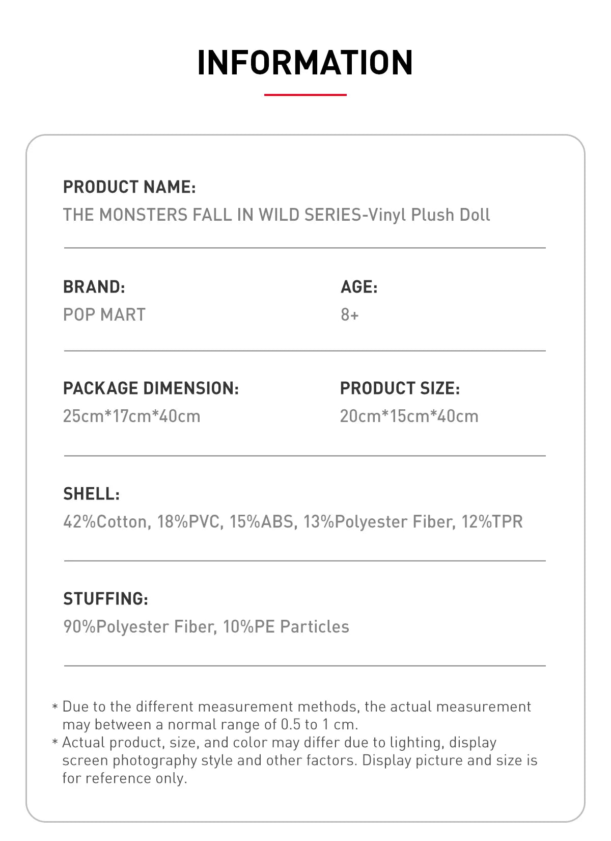 POP MART The Monsters LABUBU Fall in Wild Vinyl Plush Doll 40CM