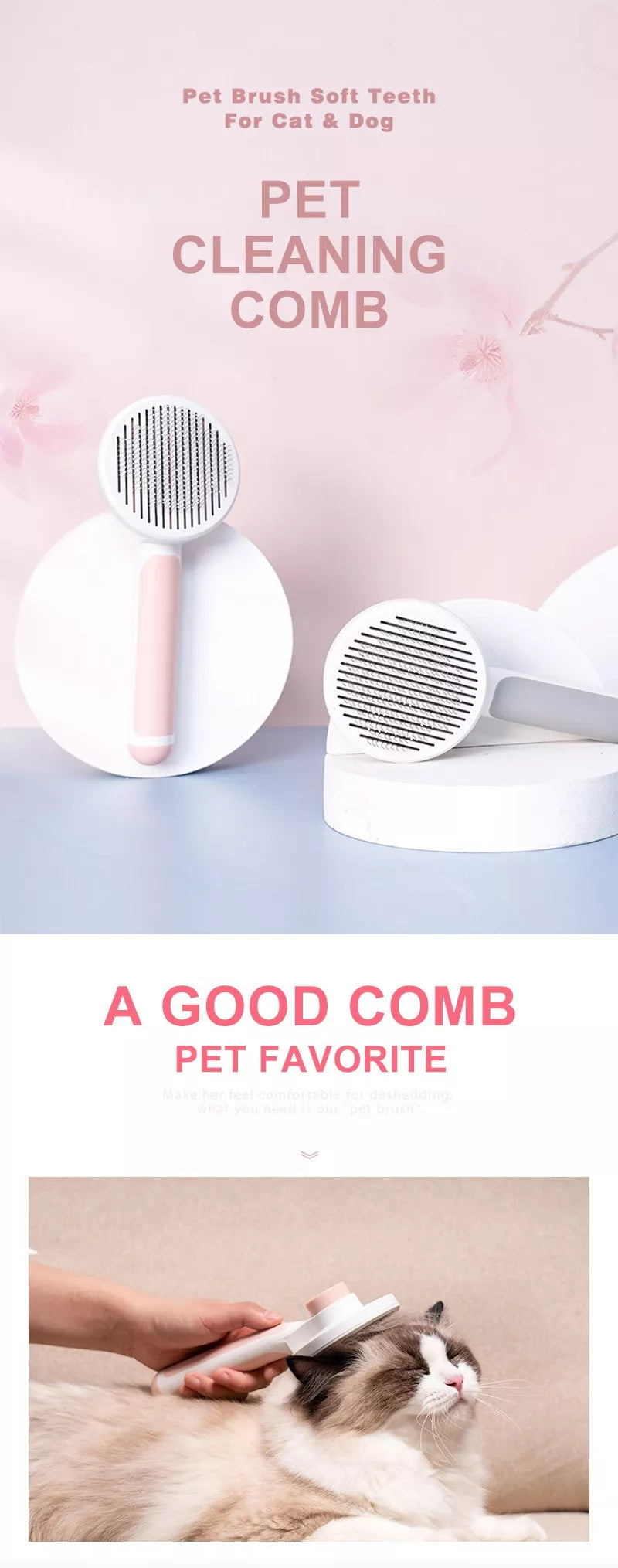 PET HAIR REMOVER BRUSH DOG AND CAT HAIR GROOMING