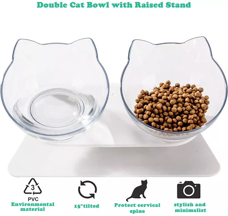 Double Cat Bowl with raised stand